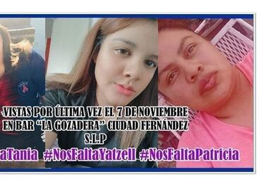 “No hay día que no la extrañe y piense que la voy a encontrar en la calle”; suman 3 años de desaparición de Tania, Patricia y Yatzell en SLP