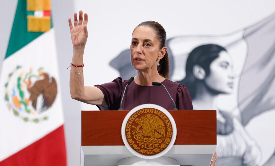 Claudia Sheinbaum en su conferencia matutina del 22 de mayo de 2025. Foto: Diego Simón / EL UNIVERSAL