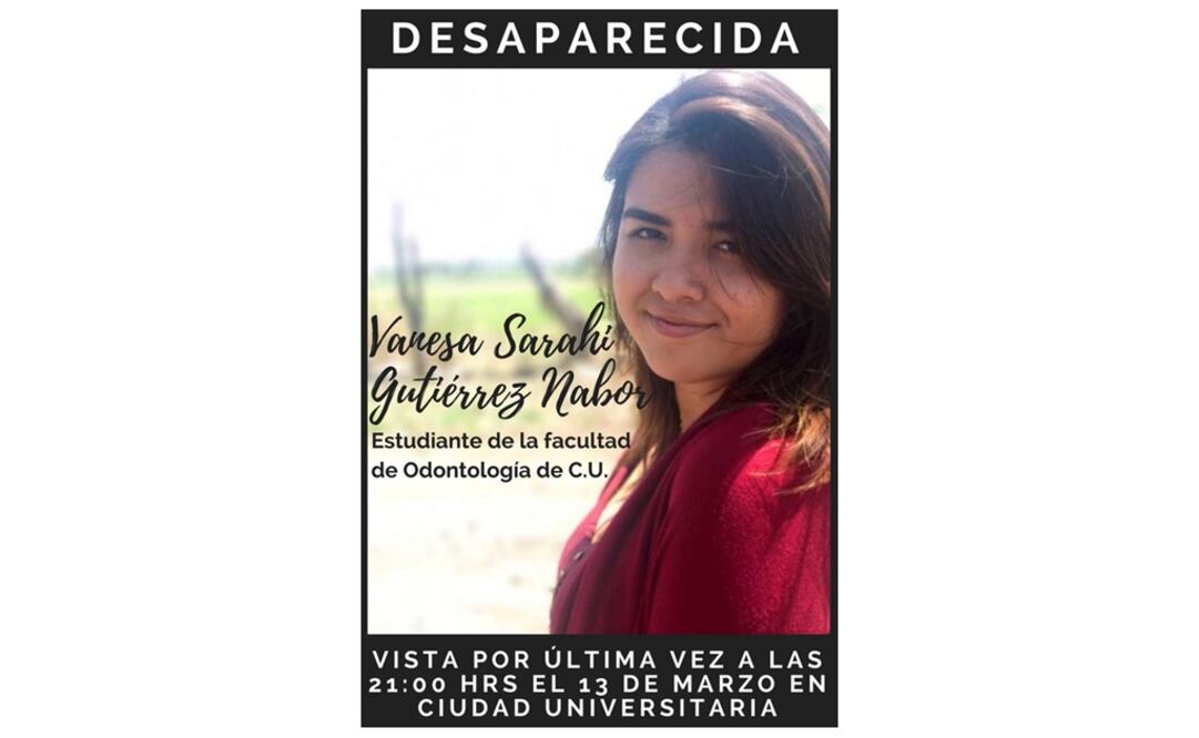 El pasado 13 de marzo, Vanesa Saraí avisó a sus familiares que se dirigía a su hogar después de sus clases en la Facultad de Odontología, pero nunca llegó. Foto: Captura