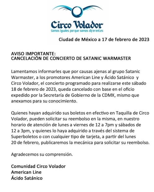 ¿Quiénes son Satanic Warmaster, la banda de metal por la que cancelaron concierto en el Circo Volador?