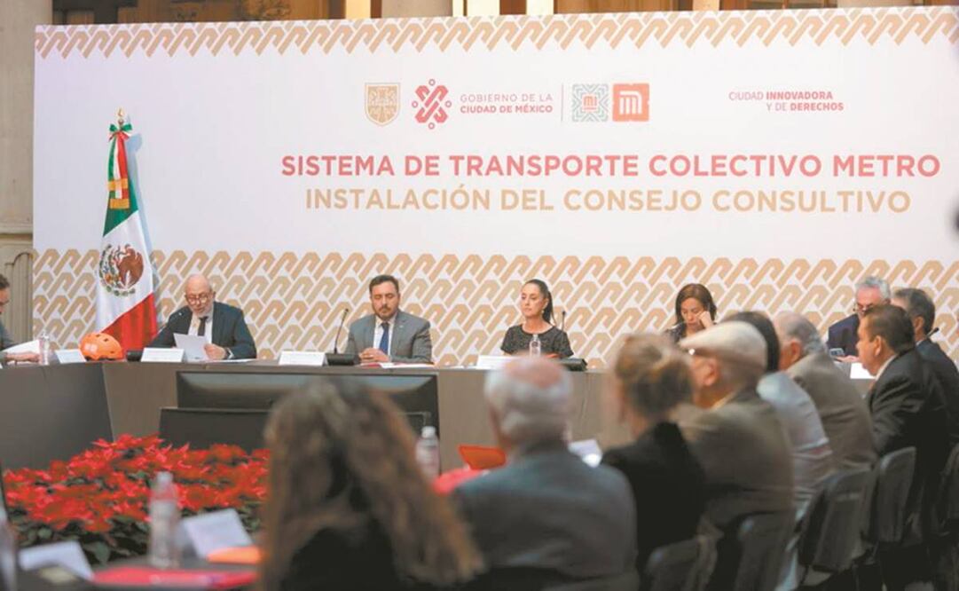 La jefa de Gobierno, Claudia Sheinbaum, durante la instalación del Consejo Consultivo del Metro en el Palacio de Gobierno. 