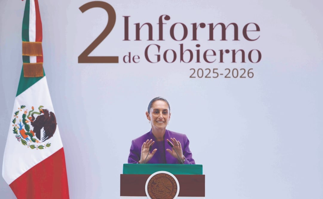 En el Patio Central de Palacio Nacional, la presidenta Claudia Sheinbaum rindió su Segundo Informe de Gobierno, en el que aseguró que defenderá la soberanía de México. Foto: Diego Simón Sánchez/ EL UNIVERSAL