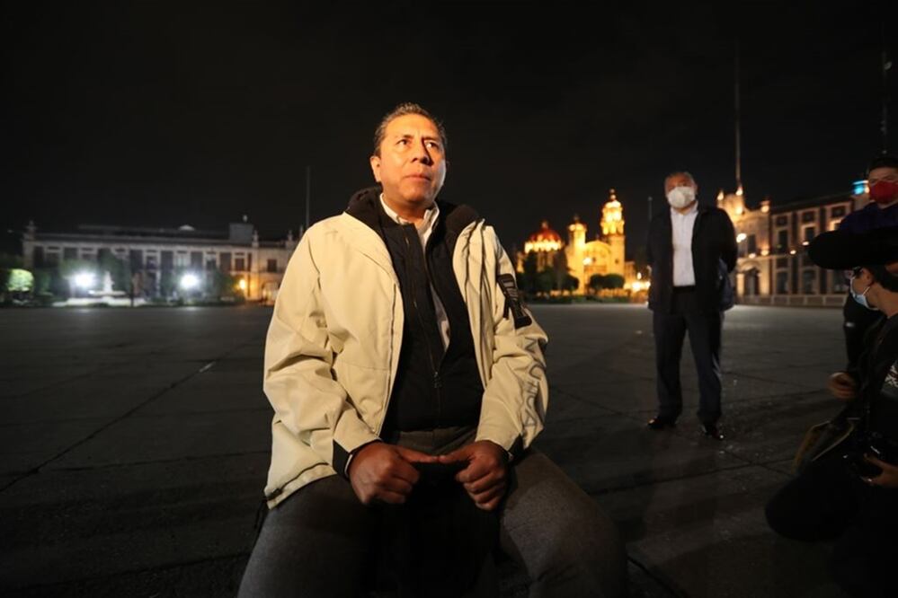 El presidente municipal de Toluca en la Plaza de Los Mártires. Foto: Jorge Alvarado