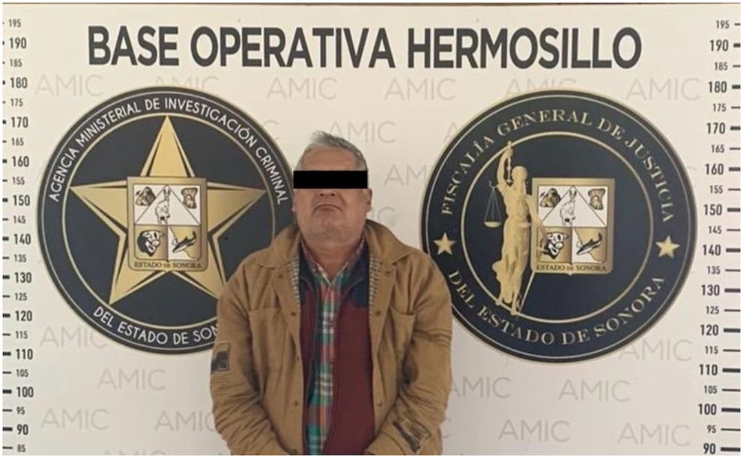 El hombre identificado como Pedro “N”, de 55 años, se encontraba prófugo por su probable responsabilidad en el delito de fraude específico cometido en Zacatecas (18/12/2024). Foto: Fiscalía de Sonora