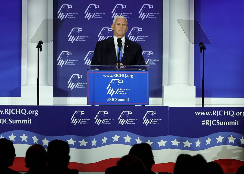El exvicepresidente de Estados Unidos, Mike Pence, durante la Cumbre Anual de Liderazgo de la Coalición Judía Republicana en Las Vegas, Nevada. Foto: AFP
