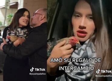 Mujer recibe gallo de regalo en intercambio navideño y esta fue su reacción