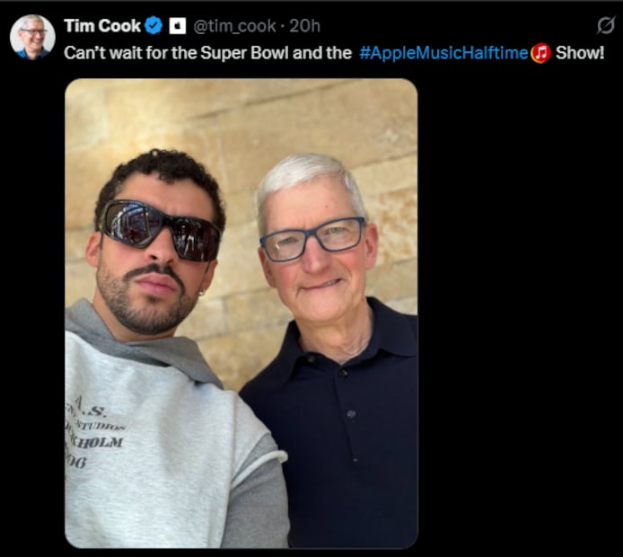 Bad Bunny y Tim Cook. Foto: Instagram oficial.