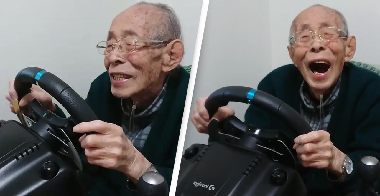 Abuelito de 93 años, que solía ser taxista, encuentra su pasión en videojuegos de carreras