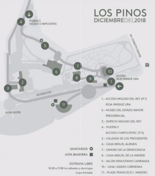Los Pinos abre al público el sábado a las 10 de la mañana