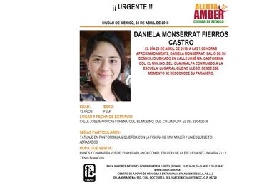 Activan Alerta Amber por menor desaparecida en Cuajimalpa
