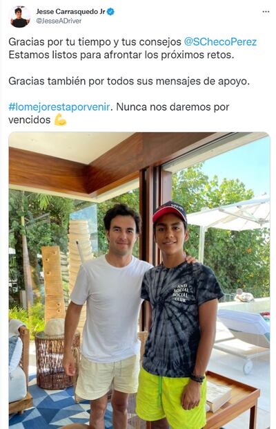Checo Pérez se reúne con futura promesa del automovilismo mexicano