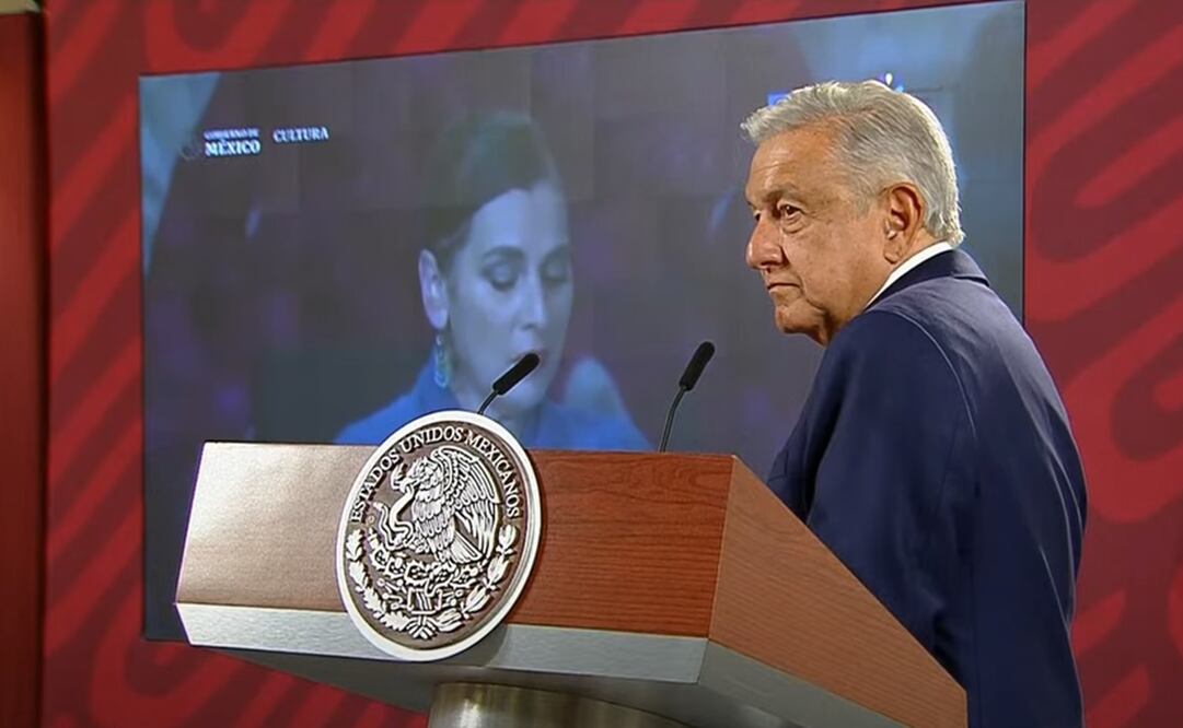 López Obrador expuso el discurso que Beatriz Gutiérrez Müller dio en Mondiacult 2022. Foto: Captura de pantalla