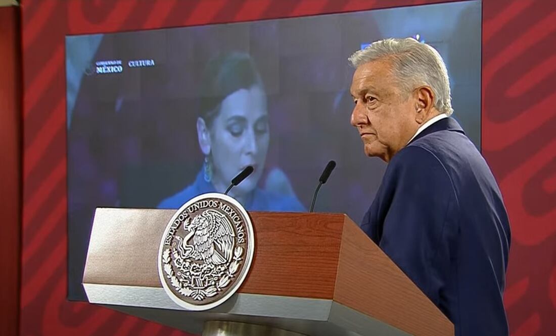 López Obrador expuso el discurso que Beatriz Gutiérrez Müller dio en Mondiacult 2022. Foto: Captura de pantalla