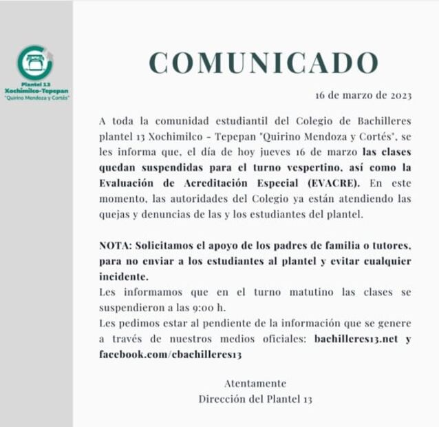 Protestan en el Colegio de Bachilleres 13 contra maestros por presuntos casos de acoso sexual 