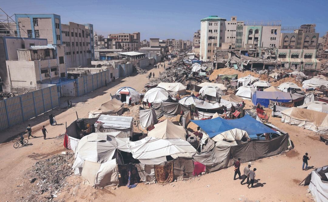 Un campo de desplazados palestinos en Gaza. La ONU subrayó que nada de la ayuda autorizada por Israel ha llegado a la población en el enclave. Foto: de Bashar TALEB . AFP