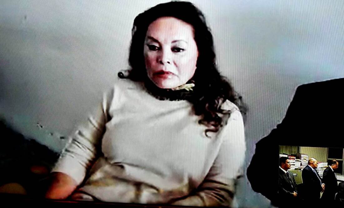 Imagen de la ex líder del SNTE, Elba Esther Gordillo, en la videoconferencia sobre la audiencia para obtener prisión domiciliaria. (Foto: Fernando Ramírez / EL UNIVERSAL)