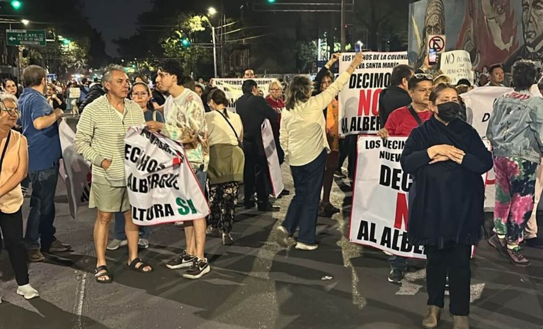 Vecinos de Azcapotzalco se manifiestan contra construcción de albergue para migrantes (19/03/2025). Foto: Especial