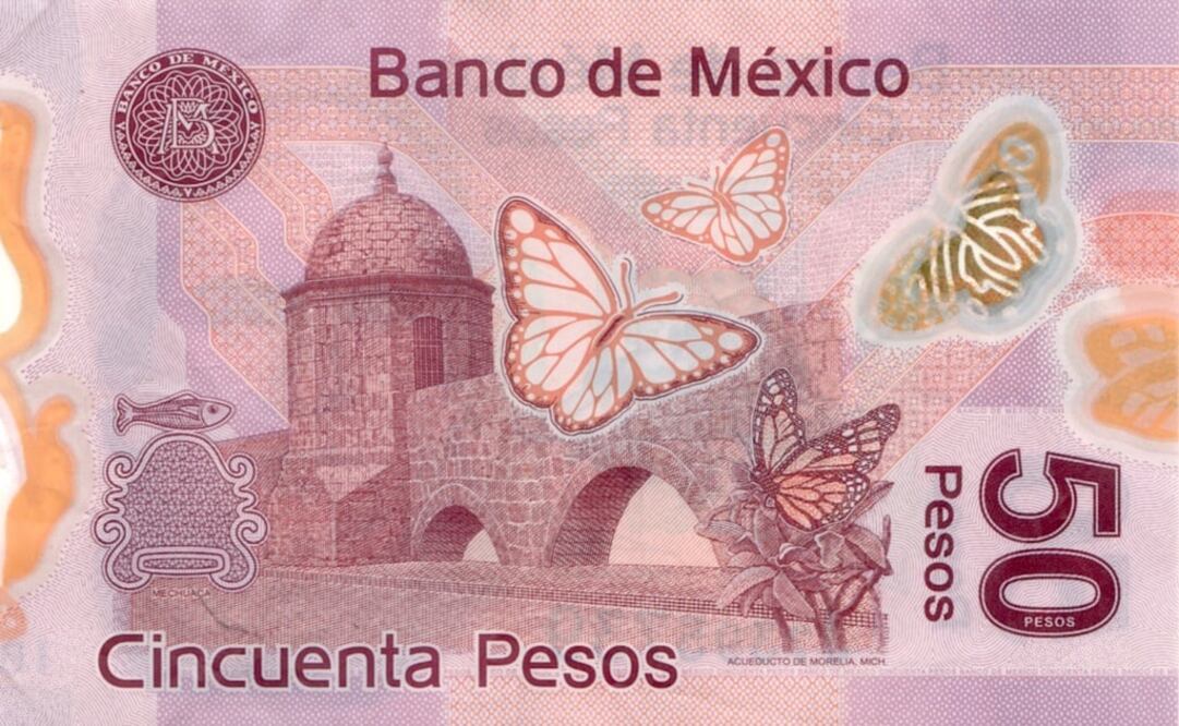 El billete de 50 pesos tiene impreso el paisaje del acueducto de Morelia. Foto: Archivo El Universal