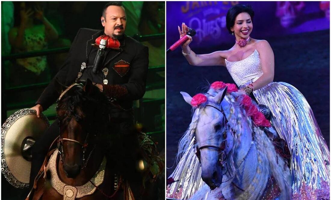 Pepe Aguilar y su hija Ángela durante el concierto que ofrecieron en el Crypto Arena, en Los Ángeles, California. Fotos: Instagram cryptocomarena