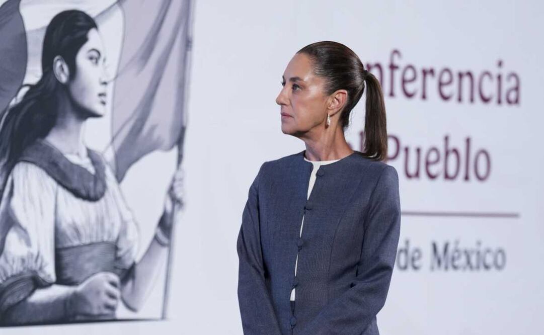 Claudia Sheinbaum, presidenta de México, durante la mañanera del 22 de abril del 2025 en Palacio Nacional. Foto: Berenice Fregoso / EL UNIVERSAL