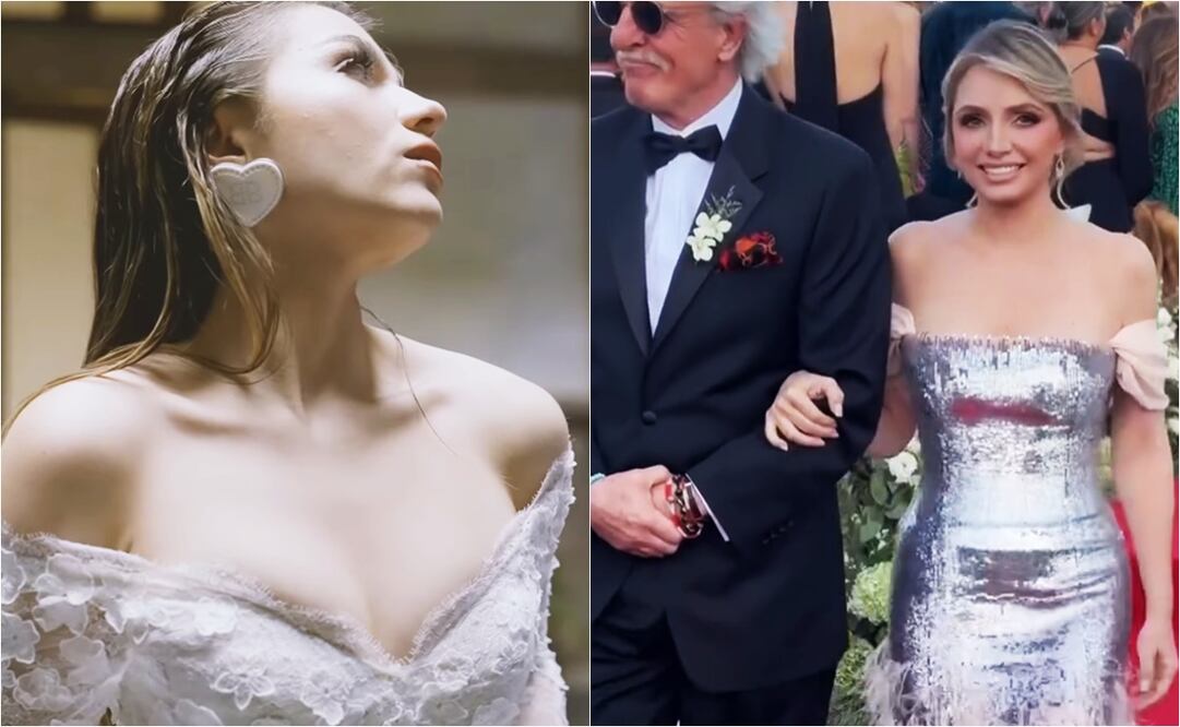 Angélica Rivera, madre de Sofía Castro, durante la boda religiosa de la actriz.
Fotos: Instagram