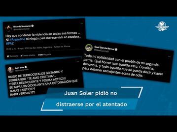 Juan Soler califica como “montaje” ataque a Cristina Kirchner; Gael García Bernal lo lamenta