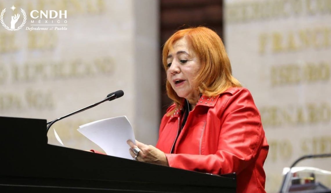La titular de la Comisión Nacional de Derechos Humanos (CNDH), Rosario Piedra Ibarra, reconoció que “sin titubeos”, el organismo autónomo a su cargo está con la cuarta transformación. Foto: especial