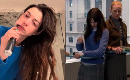 Anne Hathaway regresa al set de "El Diablo Viste a la Moda 2"… y el suéter cerúleo también