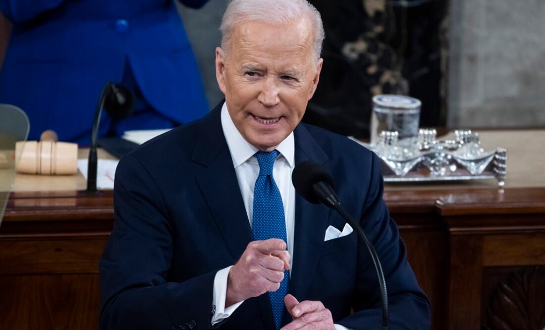 El presidente Joe Biden pronuncia su primer discurso sobre el Estado de la Unión ante los legisladores en el Capitolio de los Estados Unidos. Foto: EFE