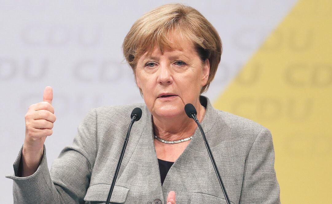 A paso firme. La canciller alemana Angela Merkel habló ayer a simpatizantes en Dortmund, bastión socialdemócrata. (AP)