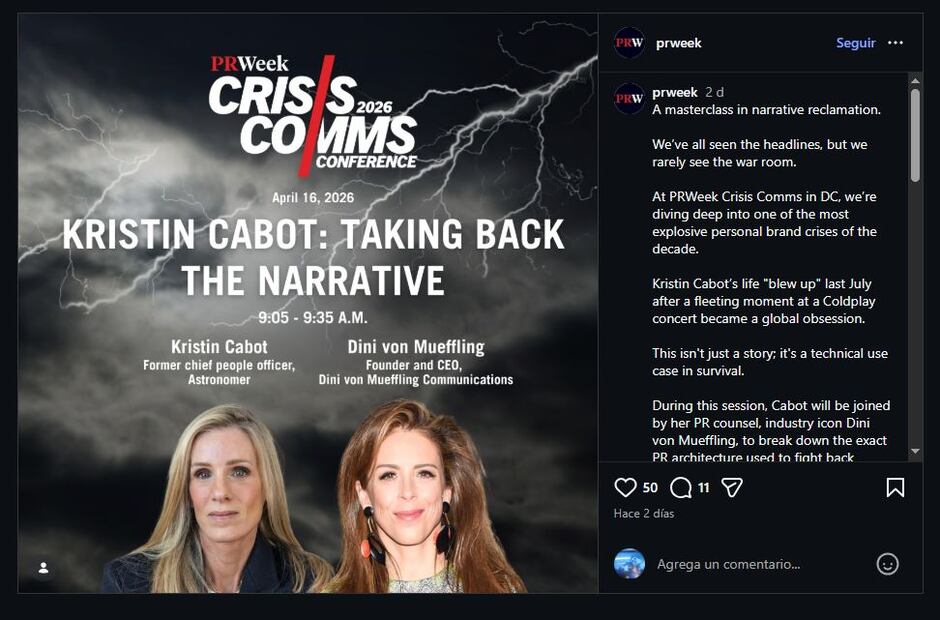 Foto: Captura de pantalla en Instagram 
@prweek