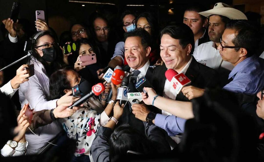 Dirigente de Morena, Mario Delgado y diputado Ignacio Mier en entrevista. Foto: Especial