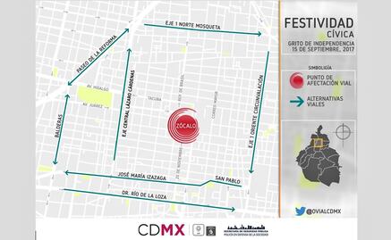 Entérate. Alternativas viales por Grito en el Zócalo y desfile militar