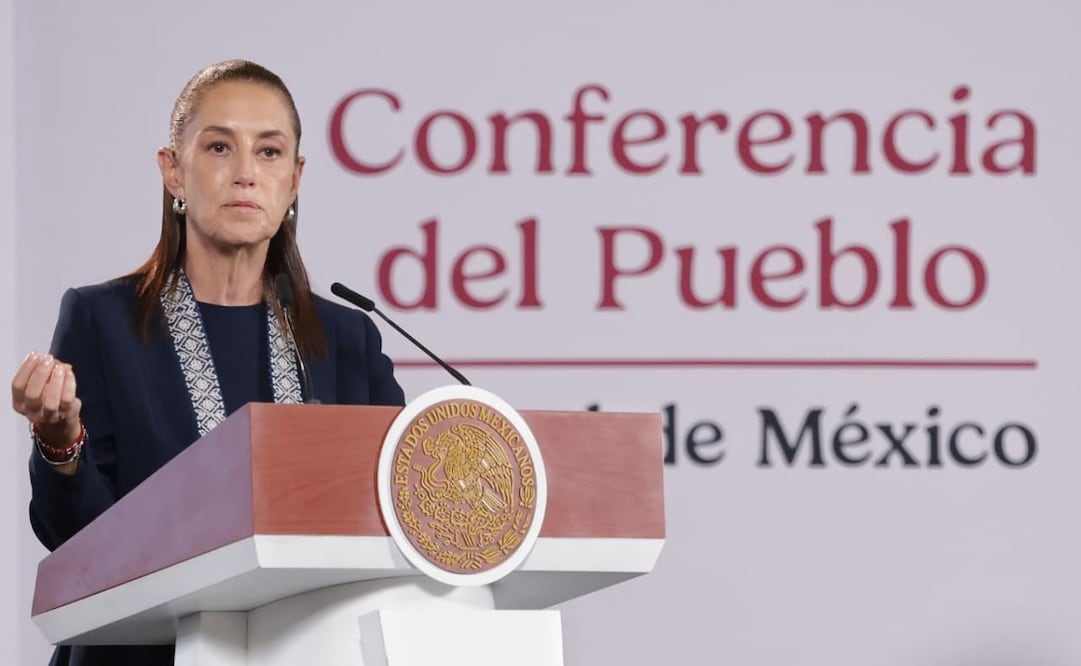 La presidenta Claudia Sheinbaum en la “Mañanera del Pueblo” del 21 de septiembre de 2026 en Palacio Nacional. Foto: Fernanda Rojas/ EL UNIVERSAL