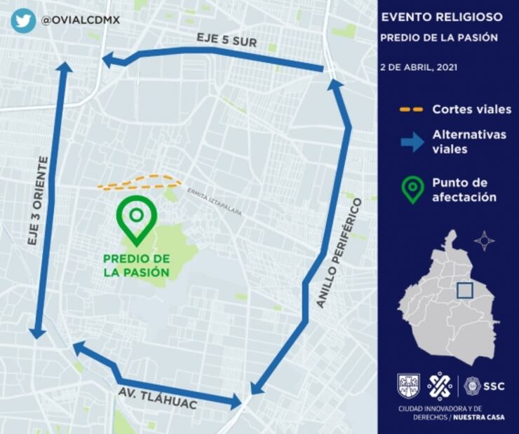 Habrá cierres en Ermita-Iztapalapa por Viacrucis de Semana Santa