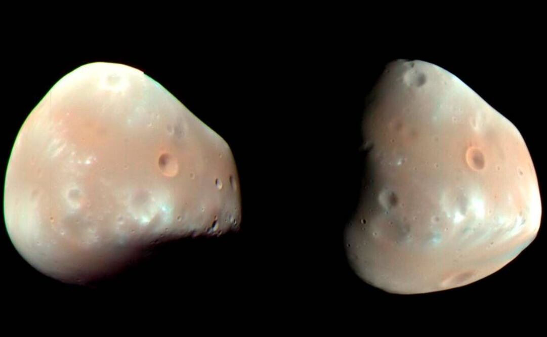 Imagen provista por la NASA de Deimos, cuya influencia no es significativa para Marte por su pequeño tamaño. (FOTO: Archivo EL UNIVERSAL)