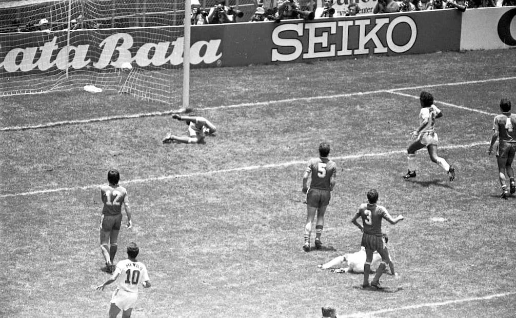 Gol de Negrete en el partido México vs. Bulgaria de 1986, al minuto 34. Con esa anotación, se abrió el marcador 1 a 0. Foto: Archivo EL UNIVERSAL.