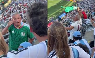 Aficionado mexicano expulsa a argentino y le baila con la camiseta de España en la final del Mundial