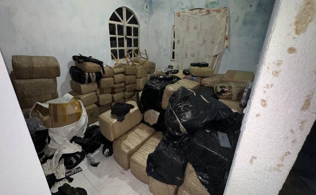 Elementos de la Guardia Nacional (GN) y Ejército aseguraron de más de una tonelada de marihuana en el municipio de Centro, Tabasco. Foto: Defensa