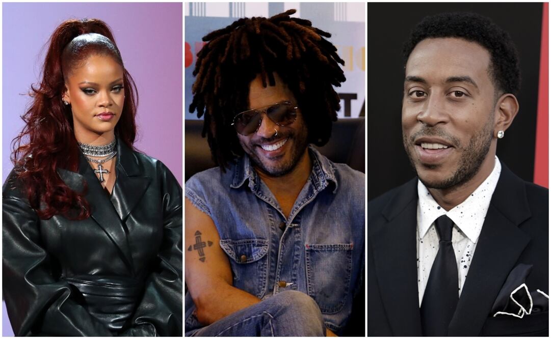 Rihanna, Lenny Kravitz y Ludacris. Foto: Archivo