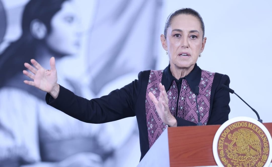 Presidenta Claudia Sheinbaum durante su conferencia de prensa este 23 de junio de 2026 desde Palacio Nacional. Foto: Luis Camacho/ EL UNIVERSAL