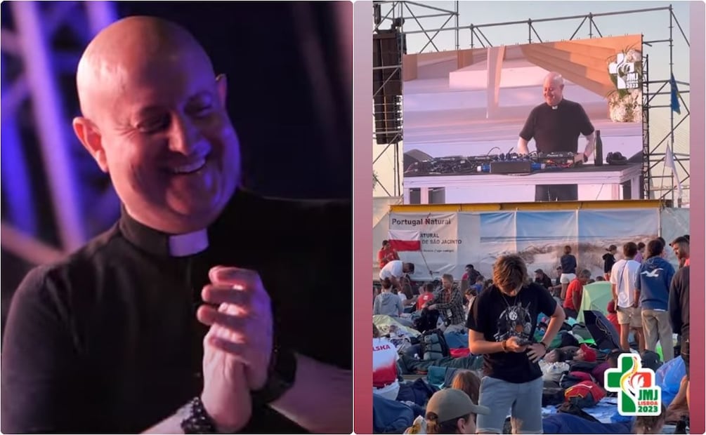 Guilherme Peixoto, sacerdote DJ, en la Jornada Mundial de la Juventud en Lisboa, Portugal. / Foto: Tomada de Youtube e Instagram.