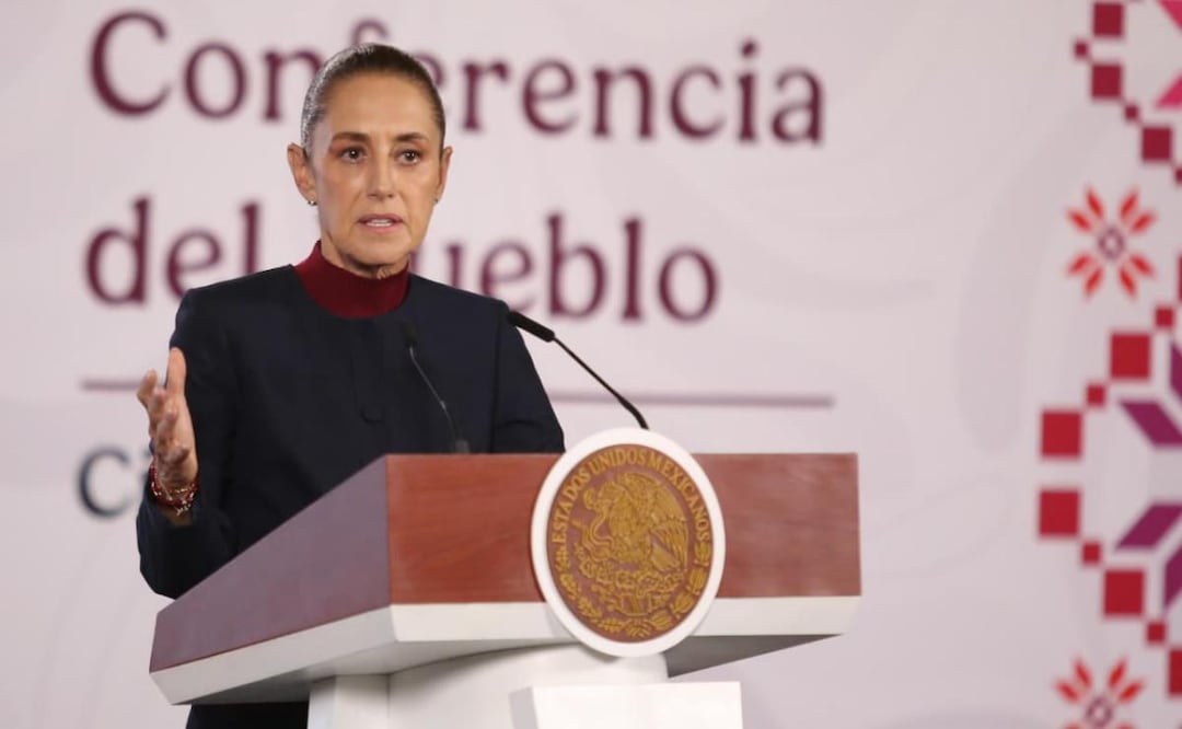Presidenta Claudia Sheinbaum Pardo durante su conferencia de prensa desde Palacio Nacional este viernes 14 de agosto del 2026. Foto: Carlos Mejía / EL UNIVERSAL