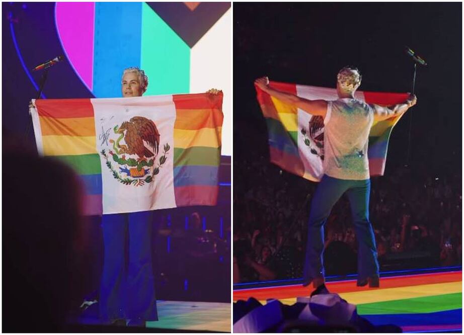 Christian Chávez presume bandera mexicana con los colores de la comunidad LGBTQ+. Foto: Captura