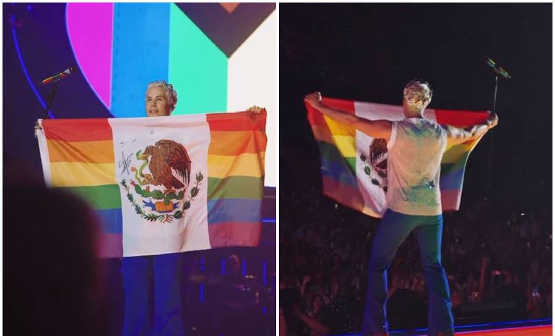 Christian Chávez presume bandera mexicana con los colores de la comunidad LGBTQ+. Foto: Captura