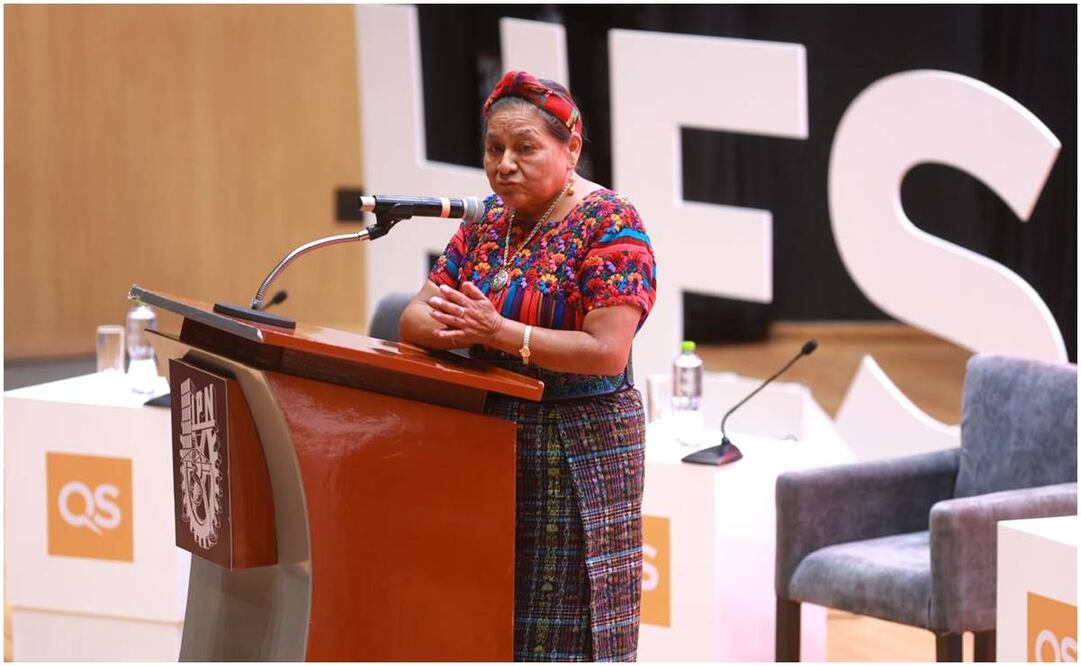 Premio Nobel de la Paz, Rigoberta Menchú, al participar en la Cumbre de Educación Superior de Quacquarelli Symonds (QS University Ranking): Américas 2024. Foto: Especial