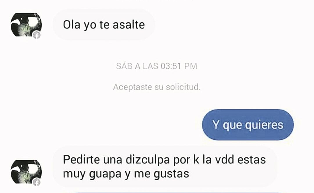 La afectada destacó el descaro con el que el asaltante la contacto. Algunos usuarios de las redes sociales se burlaron del ladrón coqueto. FOTO: TOMADA DE FACEBOOK