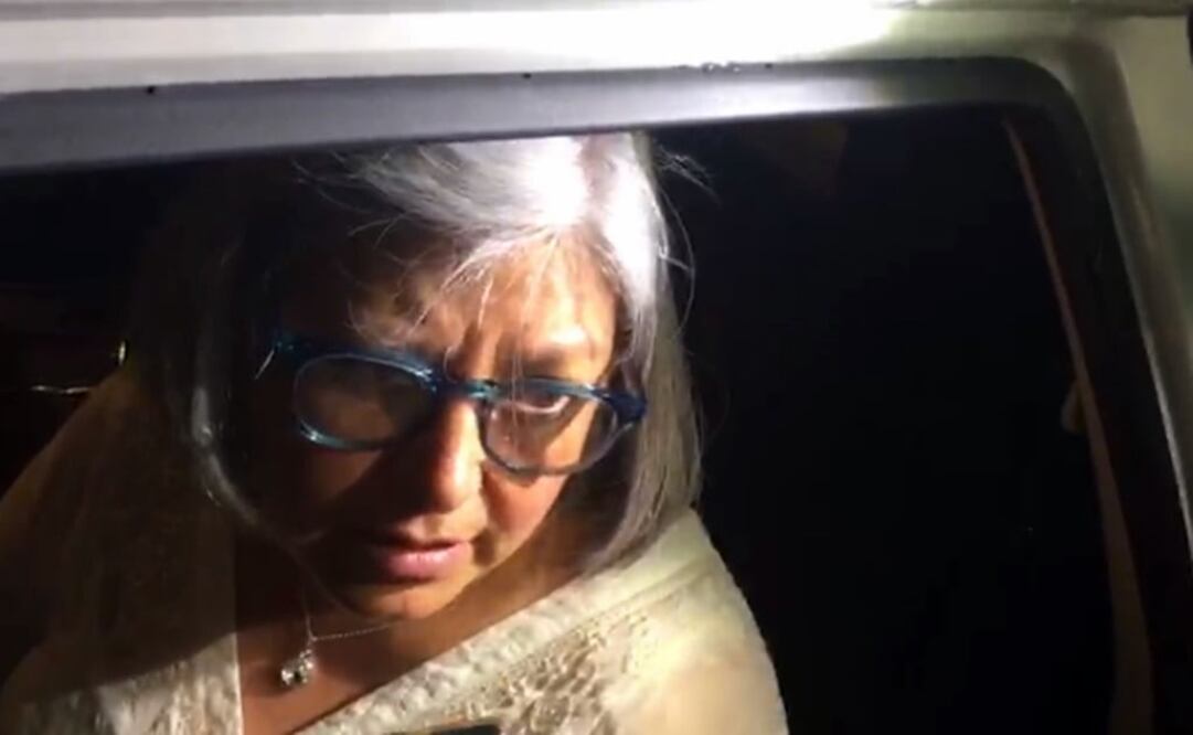 Graciela Márquez, a su salida de Palacio Nacional tras la reunión de gabinete de AMLO. Alberto Morales