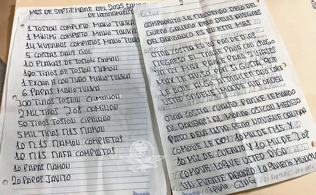 Control mensual de las armas, granadas de fragmentación y municiones entregadas por el CJNG, además de otros gastos como funeral. Foto: Valente Rosas/ EL UNIVERSAL