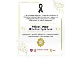 Fallece Brandon López, policía que enfrentó a asaltantes en la GAM; "responsables serán llevados ante la justicia", asegura Pablo Vázquez